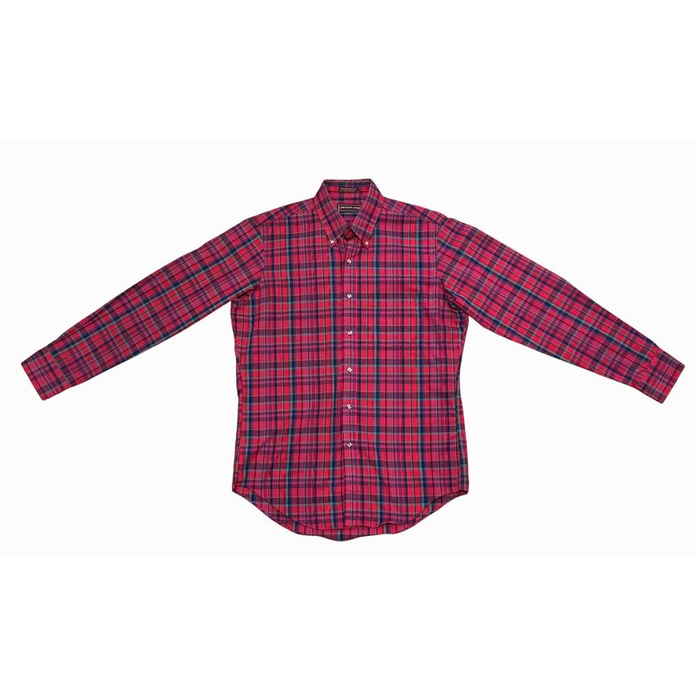 Ralph Lauren Chaps Mens Red & Green Plaid Long Sleeve Button-Down Shirt